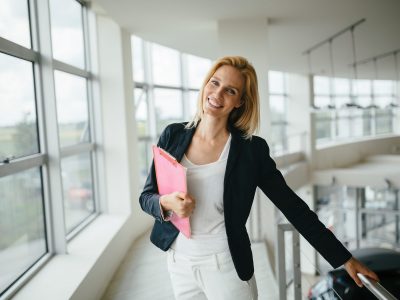 Beautiful ceo businesswoman at company